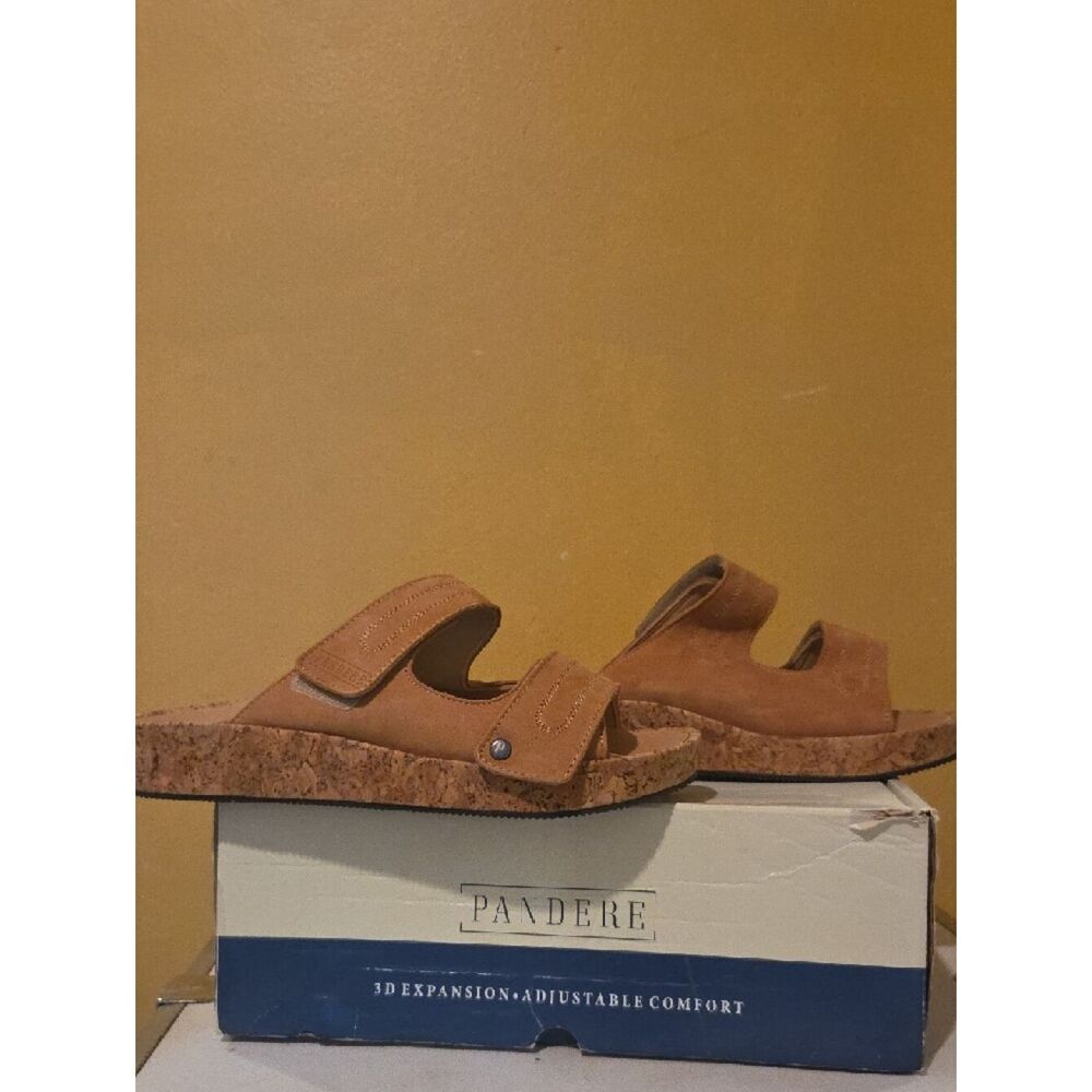 Tan Suede Conga Cork Slide Sandals - Picture 3 of 12